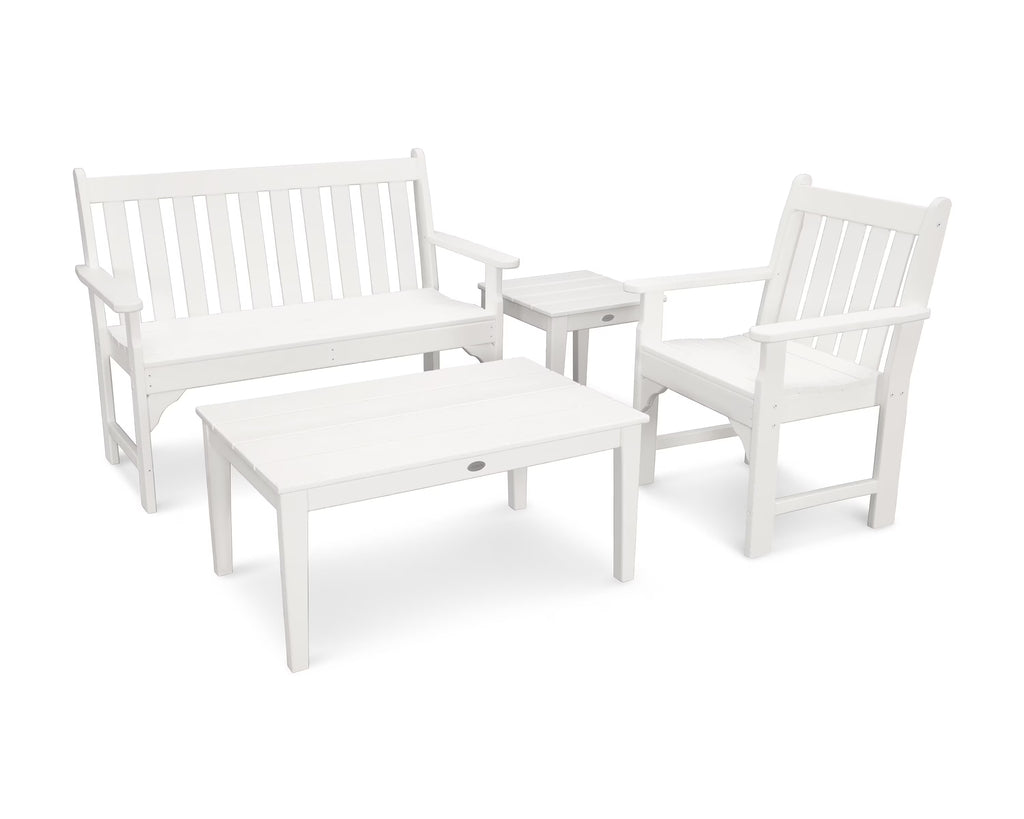 POLYWOOD Vineyard 4-Piece Bench Seating Set in Slate Grey