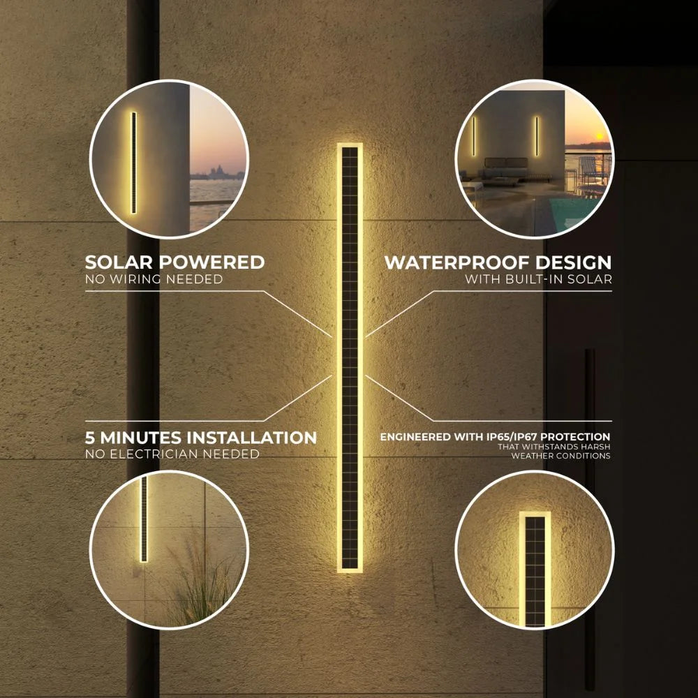 Ozarke Immense Built-in Solar Outdoor Light - Weather Resistant Solar Powered IP65/IP67 Rating -24 Inches