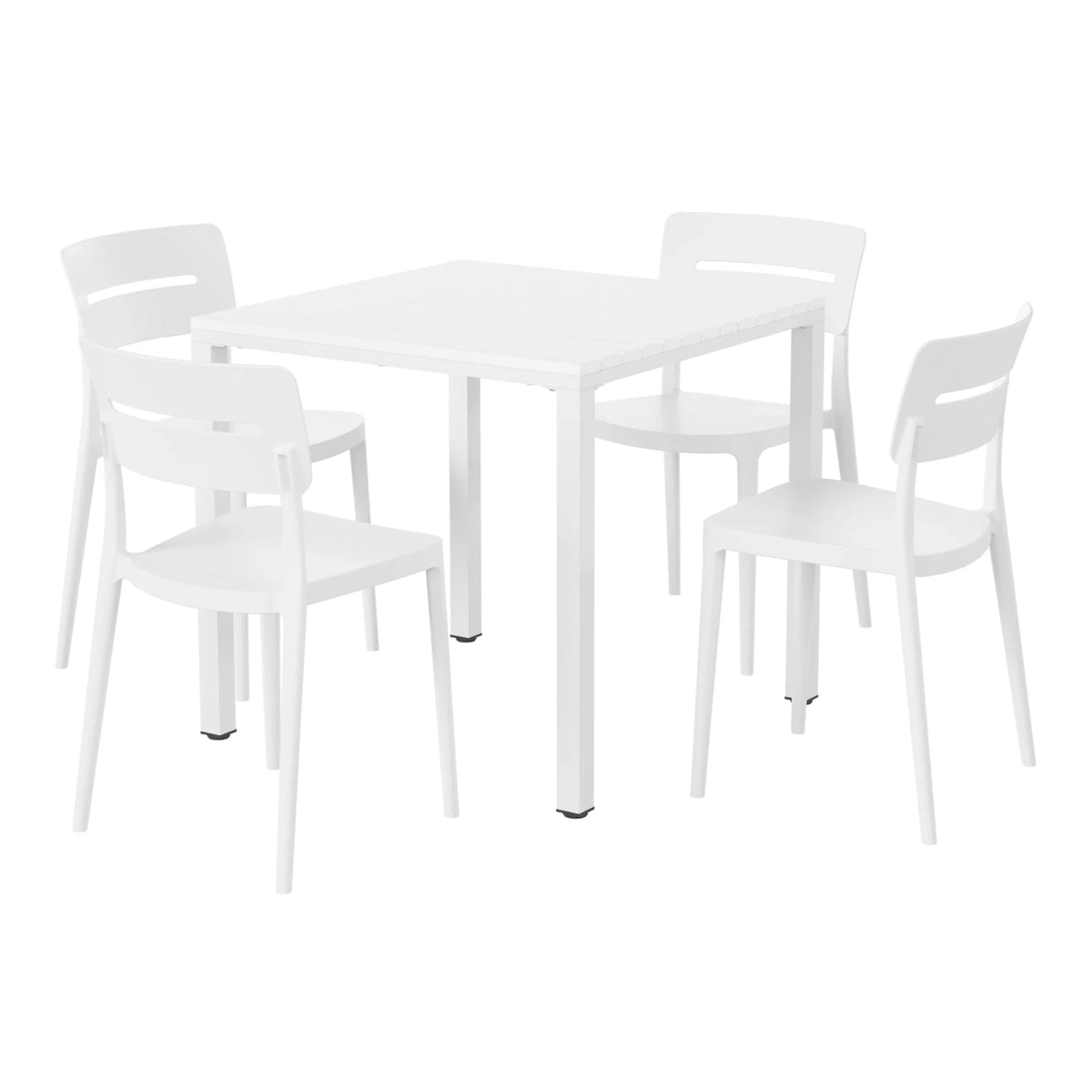 WestinTrends Playa 5-Piece Outdoor Metal Frame Dining Table Patio Set with Stackable Patio Dining Chairs, Olive Green