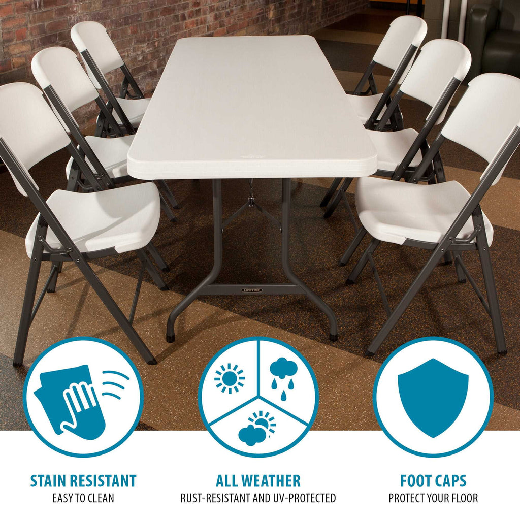 Lifetime 6' Commercial Grade High-Quality Folding Table, White