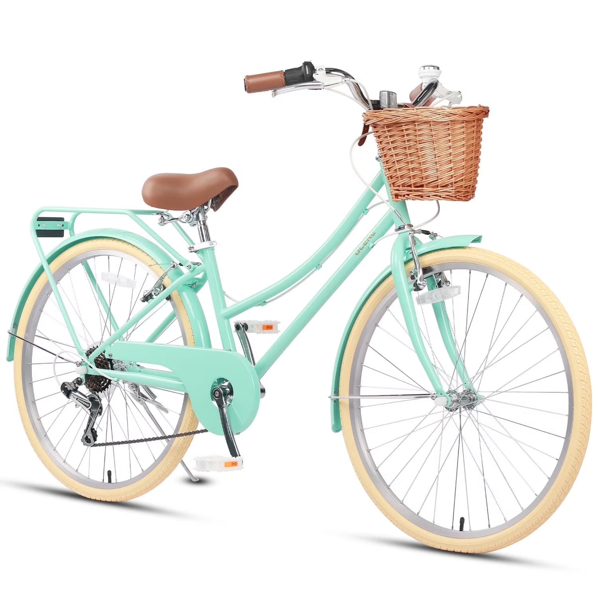 Glerc Missy 24" Girls Cruiser Bike 6-Speed Women's Hybird Bicycle for Ages 7-11 Years, Mint Green