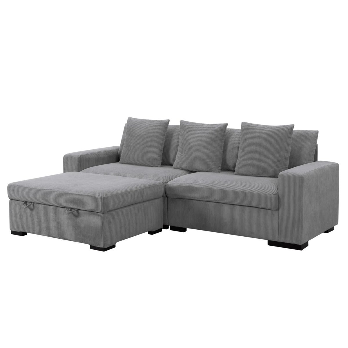 Gewnee 103.5-Inch Modular Corduroy Sofa Set with Solid Wood Legs, High-Density Foam, Suitable for Living Room/Bedroom/Office