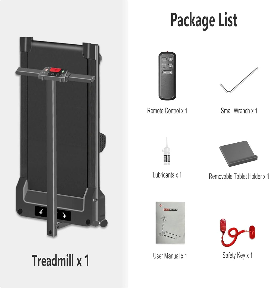2 in 1 Walking Pad Treadmill, Foldable Treadmills with Handle Bar, 2.5HP Portable Folding Treadmill with Remote Control, Under Desk Treadmill for Home Office, 300lbs, Black