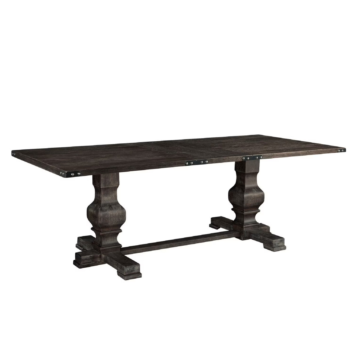 Tyler 88 Inch Classic Rectangular Dining Table Rubberwood Charcoal Gray