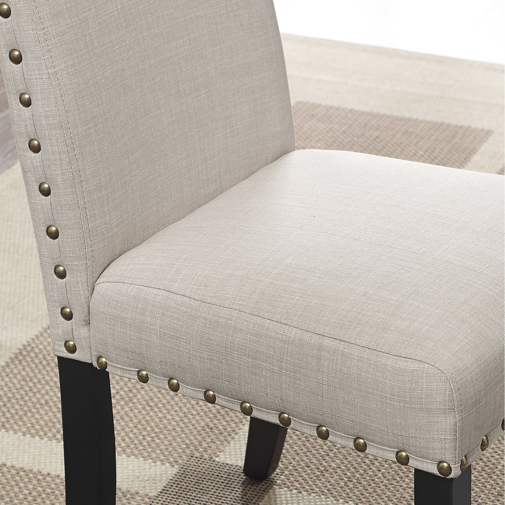 Roundhill Furniture Biony Fabric Nail Head Counter Height Stools, Tan