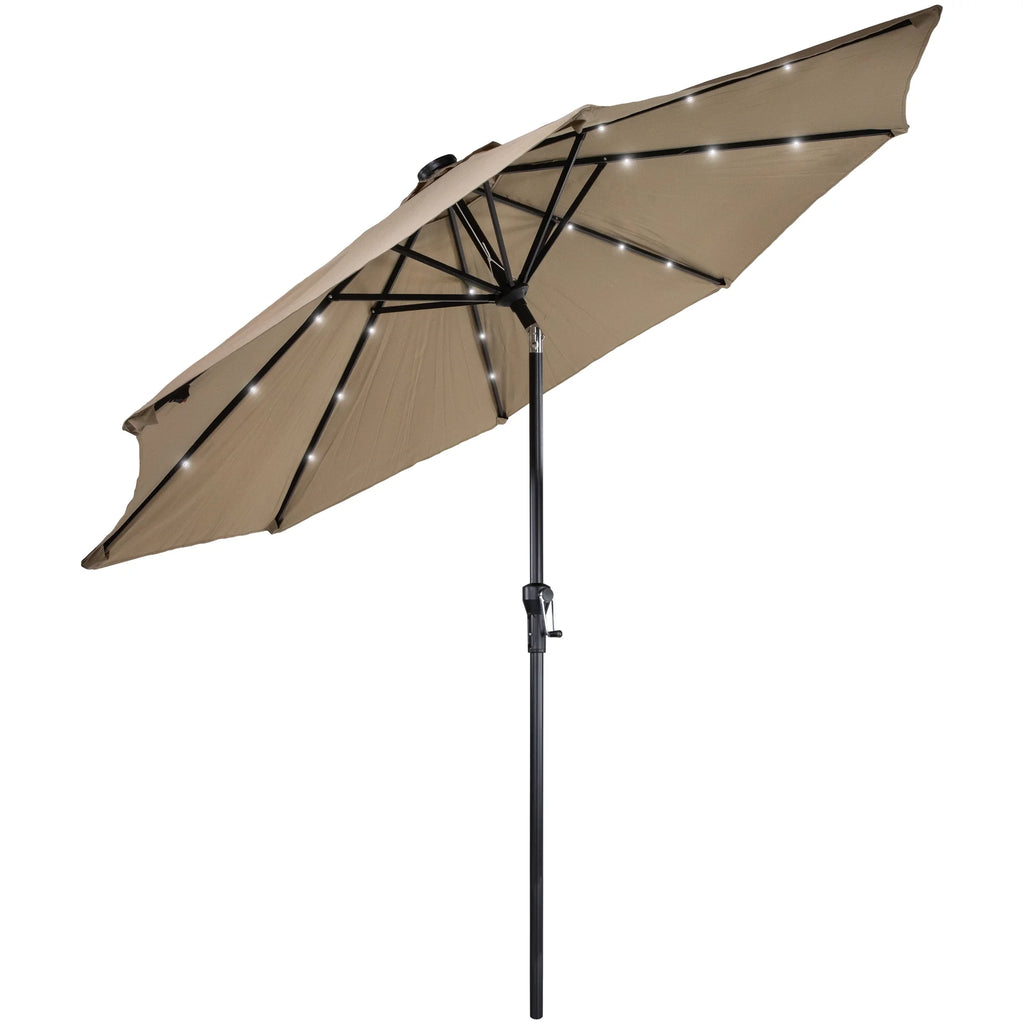 Northlight 9ft Solar Lighted Outdoor Patio Market Umbrella with Hand Crank and Tilt, Pink