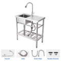 WPOND 30" Freestanding Utility Sink with Hot and Cold Faucet, Stainless Steel Sink with Workbench, Commercial Kitchen Single Bowl Sink for Garage, Restaurant, Kitchen, Laundry, NSF Certified