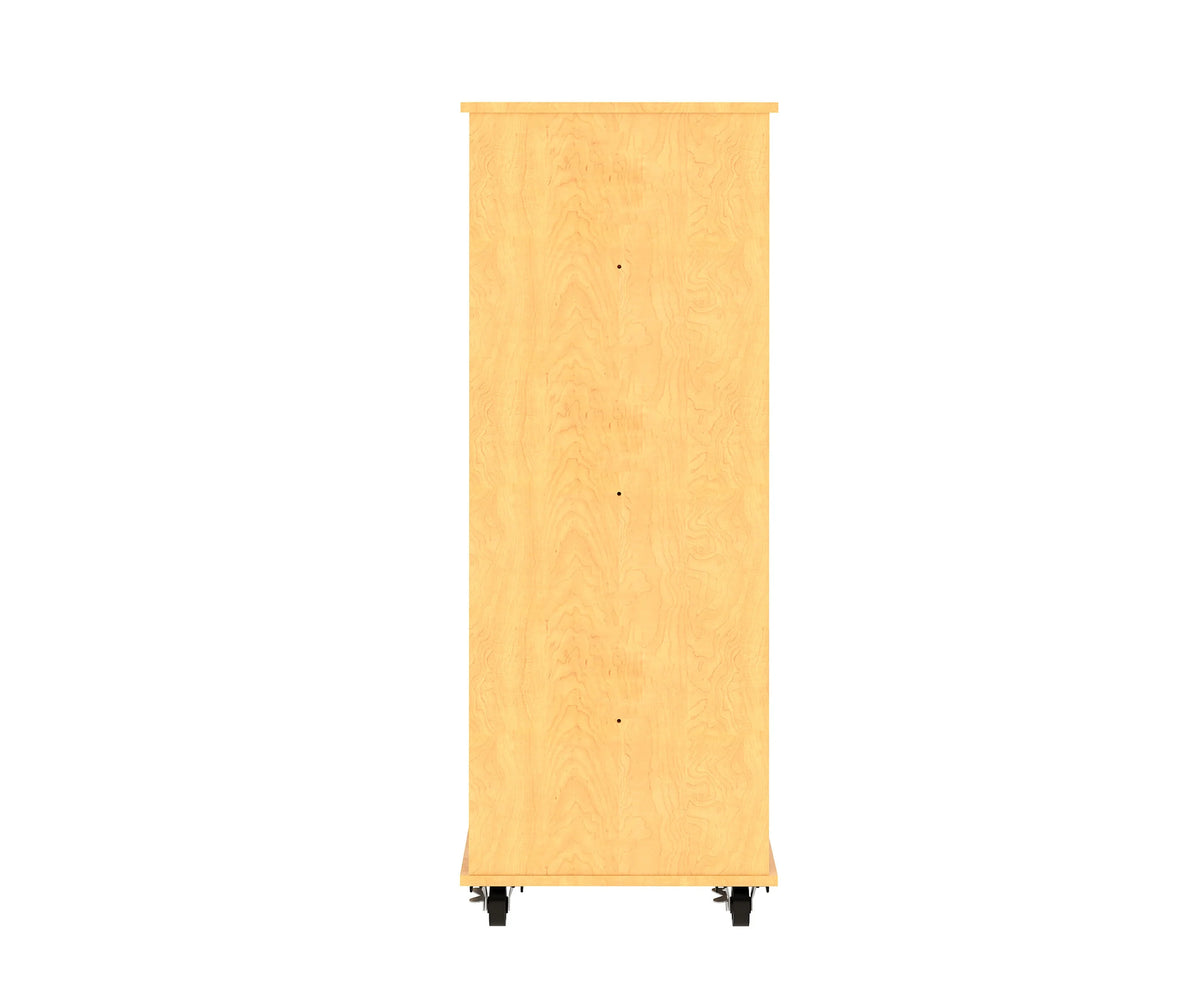 Tot Mate Open Double Sided 3 Tier Mobile Shelves Wooden Classroom Bookcase, Red, 36"W x 23"D x 48"H