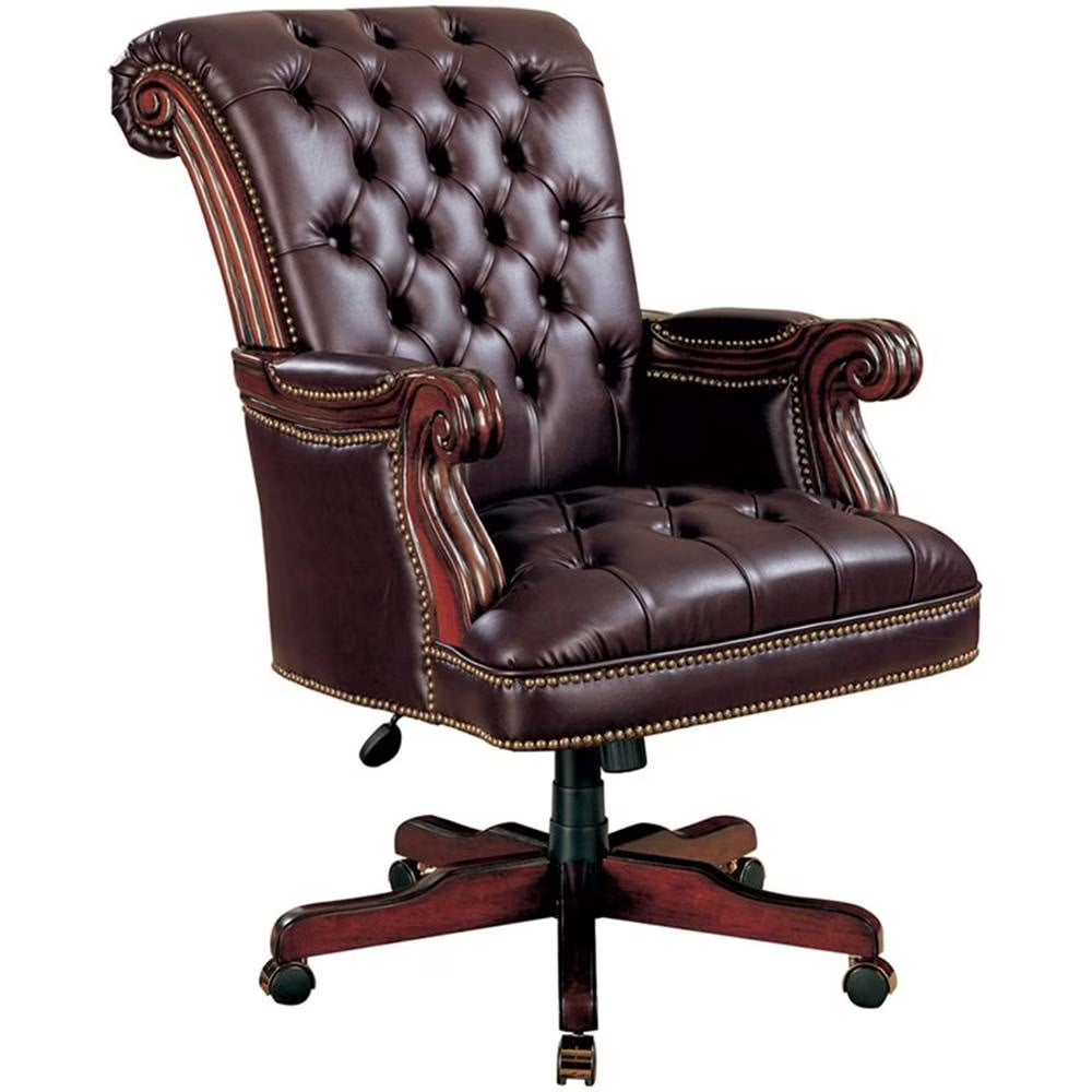 Calloway Tufted Adjustable Height Office Chair Dark Brown