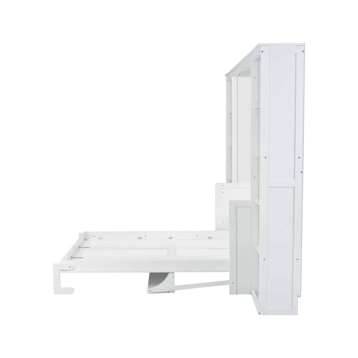 Euroco Wood Full Size Murphy Bed with Desk and Shelves, Space-Saving Wall Bed for Bedroom