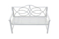 Royard Oaktree Outdoor Patio Bench, Garden Bench with Iron Metal Steel Frame, Backrest, and Armrests, Park Bench with Slatted Seat for 2-3 People for Lawn, Yard, Balcony, Porch, White