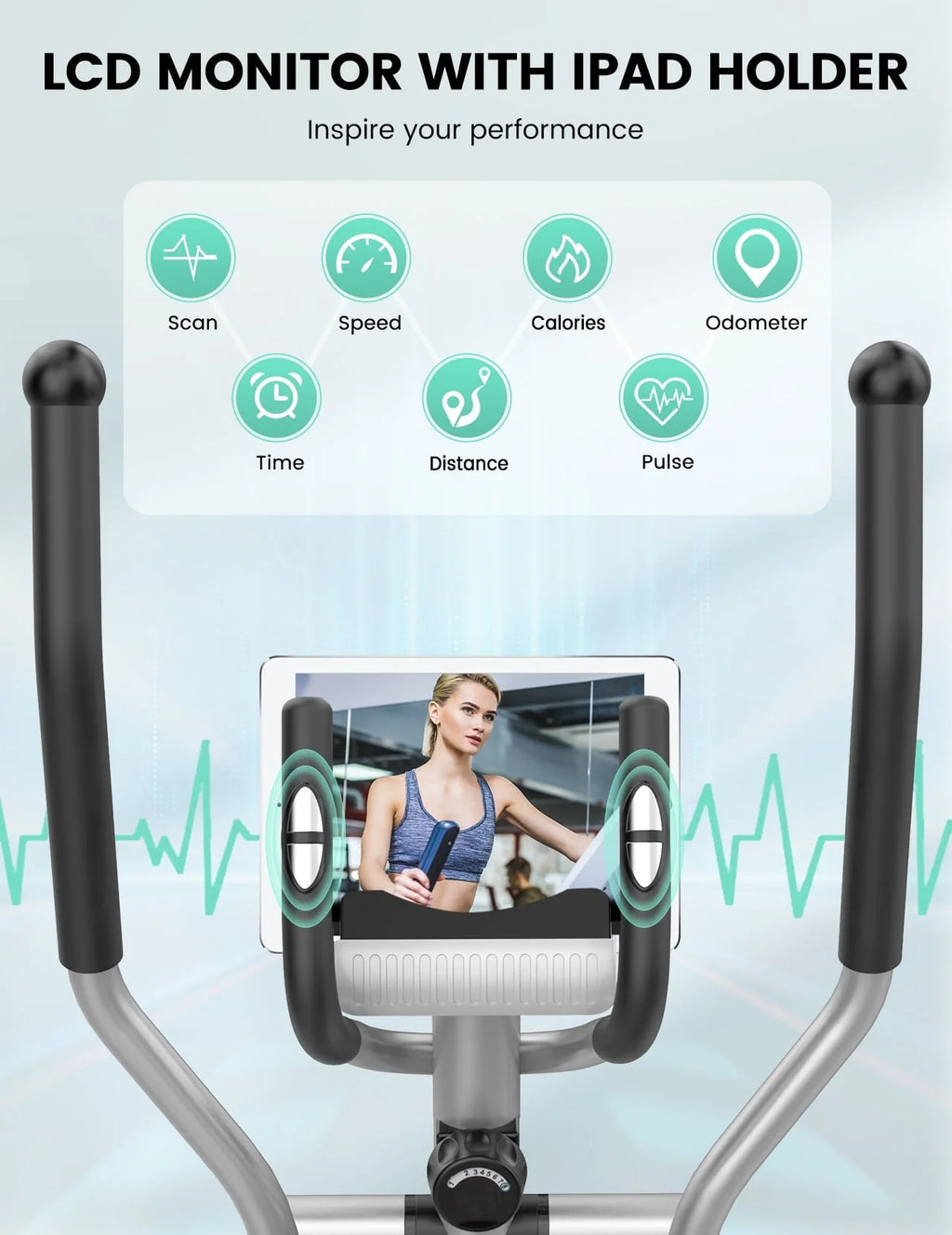 THERUN Elliptical Machines for Home Use, Ultra Quiet Magnetic Elliptical Trainer Exercise Machine, 8 Levels Adjustable Resistance Elliptical Training Machine w/LCD Monitor, Pulse Sensor
