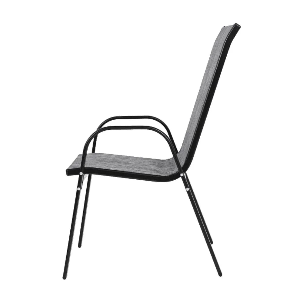 4 Piece Patio Chairs, Outdoor Camping Chairs with Breathable Textilene Fabric, Set of 2 Garden Chairs with Armrest High Backrest for Garden Patio Pool Beach Yard Space Saving ( Brown)