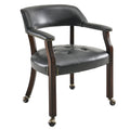 Dining Chair with Casters, Captain's Chairs with Rollers Dinette Sets Poker Chairs with Wheels Kitchen Table Rolling Chairs High Back Chair On Caster(Black 318BK)