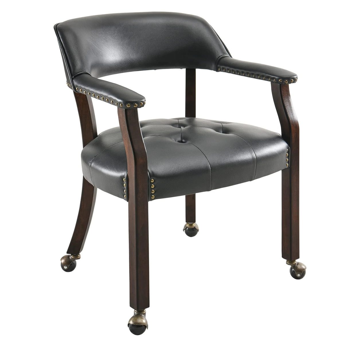 Dining Chair with Casters, Captain's Chairs with Rollers Dinette Sets Poker Chairs with Wheels Kitchen Table Rolling Chairs High Back Chair On Caster(Black 318BK)