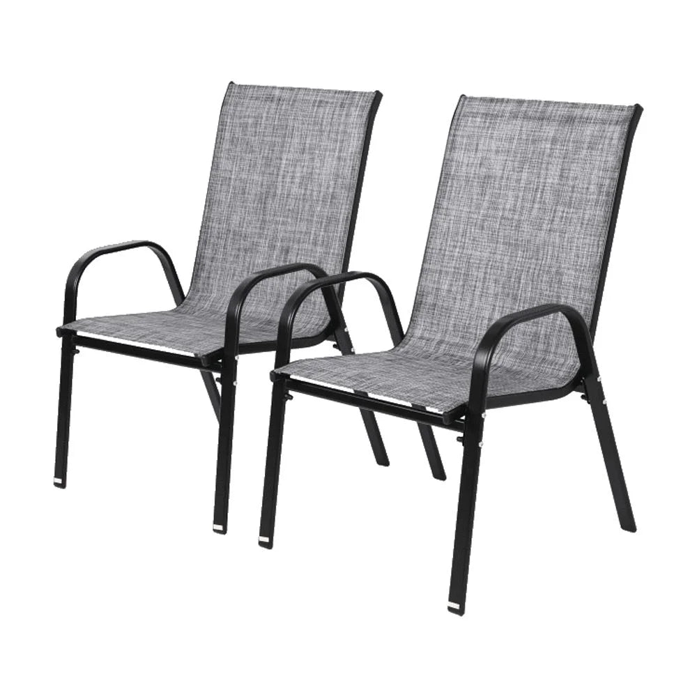 4 Piece Patio Chairs, Outdoor Camping Chairs with Breathable Textilene Fabric, Set of 2 Garden Chairs with Armrest High Backrest for Garden Patio Pool Beach Yard Space Saving ( Brown)