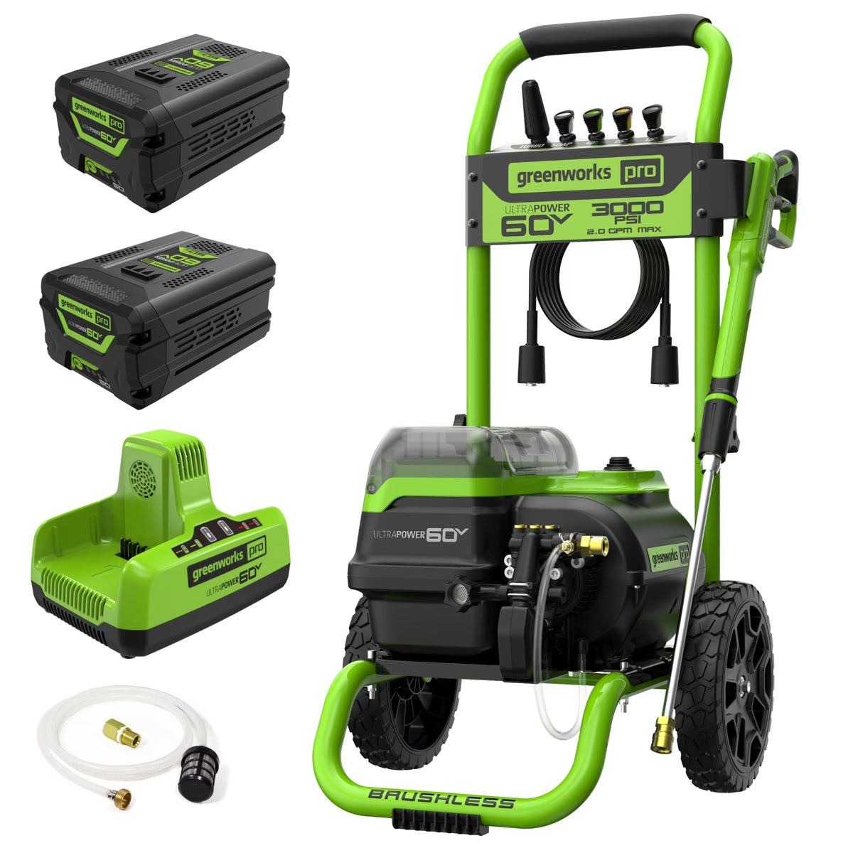 Greenworks 3000 PSI at 2.0 GPM 60 V Battery-Powered Cold Pressure Washer