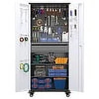 SUPEER 71" Metal Storage Cabinets with Wheels and Pegboards, Industrial Cabinet with 2 Drawers and 2 Adjustable Shelves,, Assembly Required