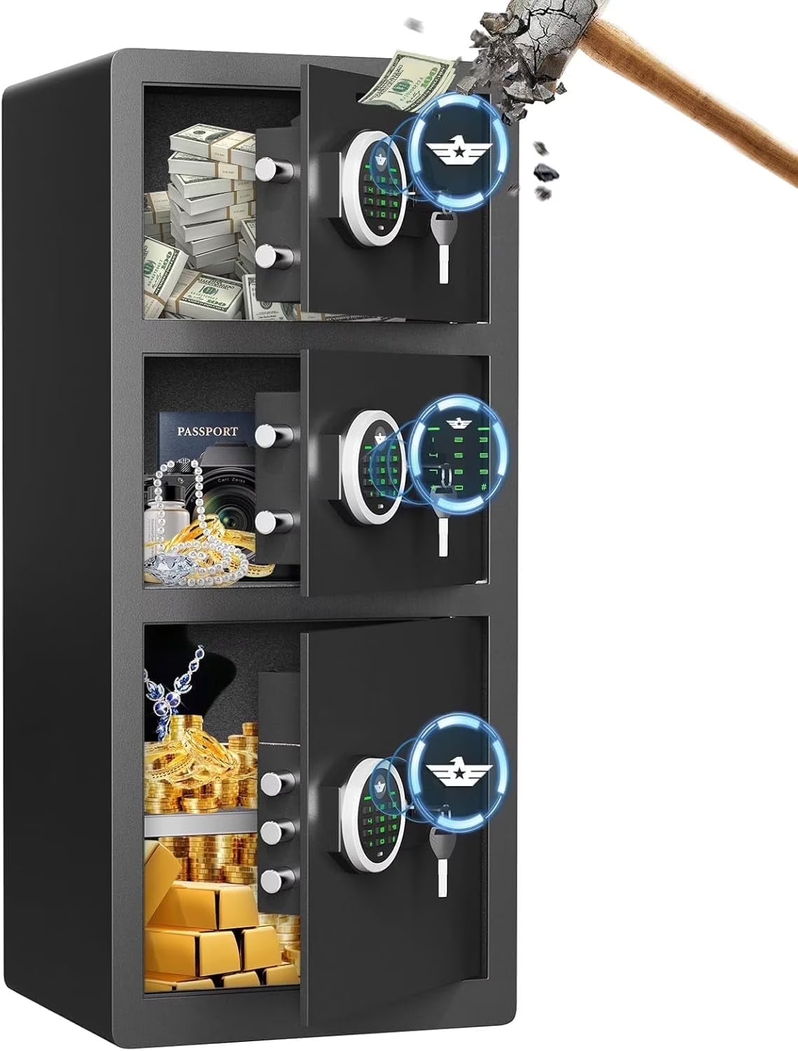 karbeen 7.0 Cu ft Large Safe Box Fireproof Waterproof, Digital KeypadHome Safe with Deposit Slot & Dual Alarm System, Money Safe With Mute Function and LED Light, Security Box for Money Valuables