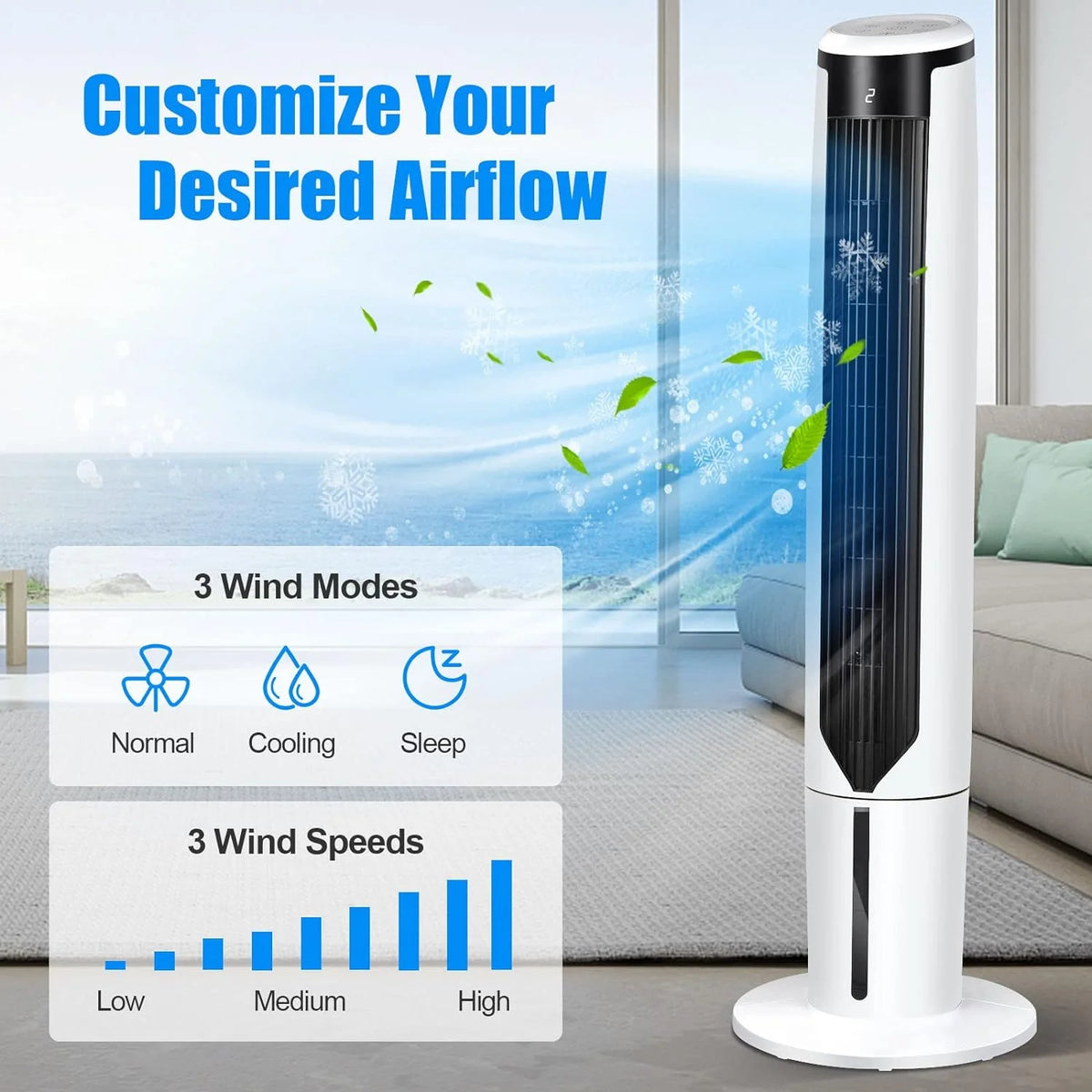 Giantex Evaporative Air Cooler, Floor Standing Portable Air Cooler Fan, Quiet Cooling for Bedroom/Living Room/Office