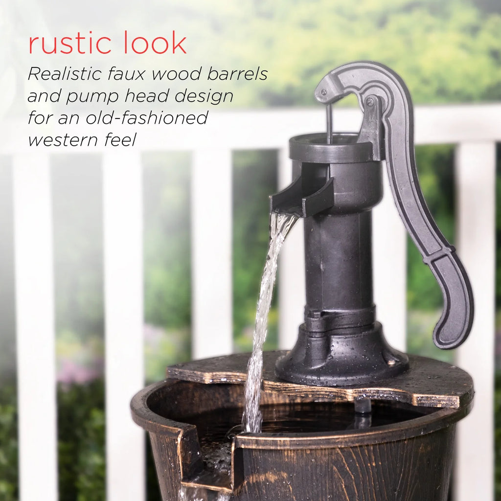 Alpine Corporation 40" Three Tier Pump Outdoor Fountain Decor, Brown