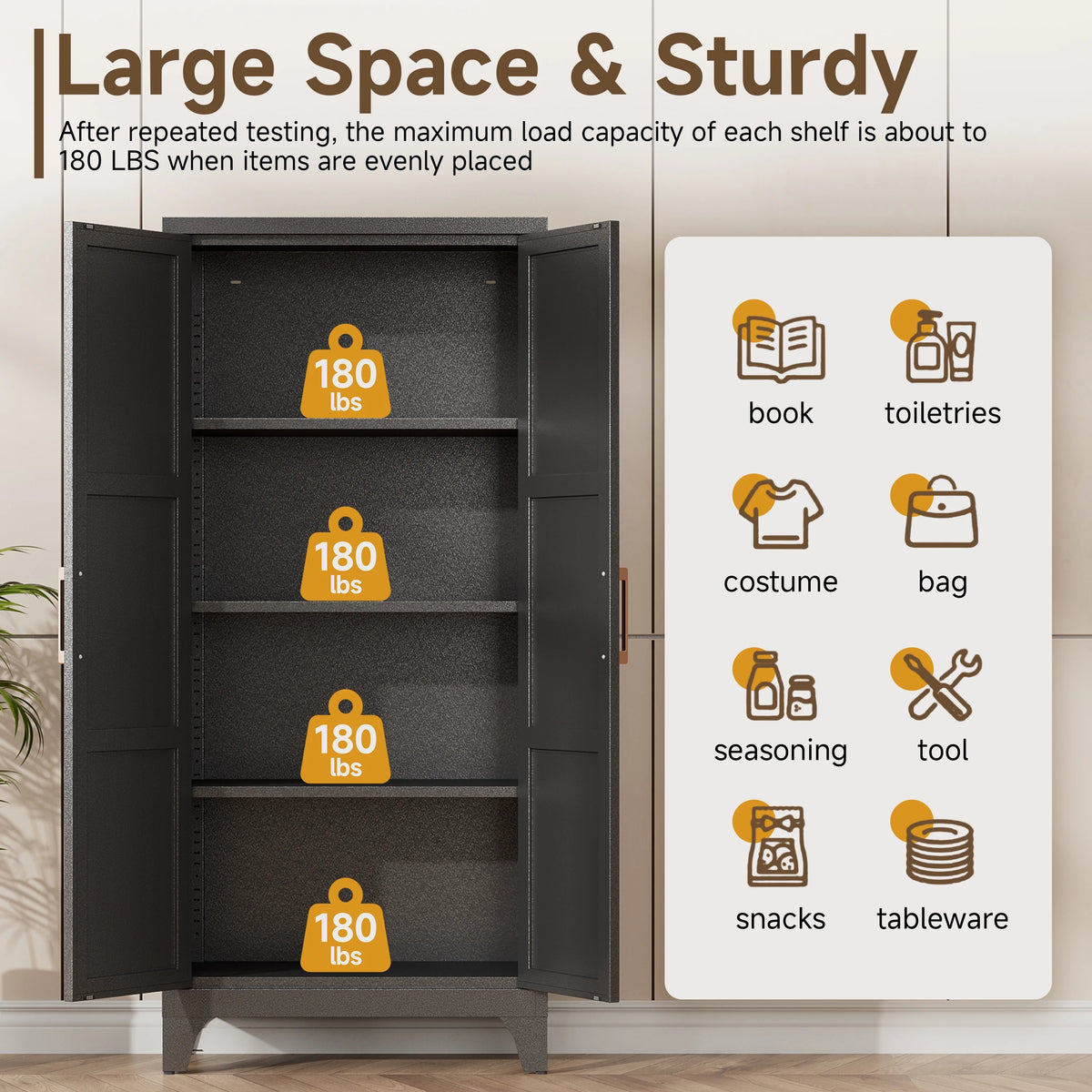 Metal Pantry Cabinet, 61''  White Kitchen Pantry Storage Cabinet with Doors and Adjustable Shelves, Utility Room, Homes, Offices, Garage-, Assembly Required
