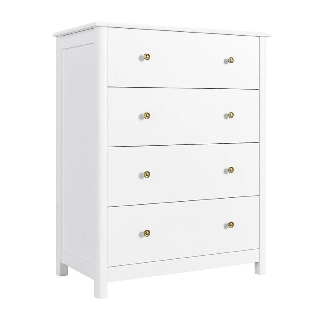 Homfa Vertical Dresser with 4 Drawer, Wide Chest of Drawers Nightstand for Bedroom Closet Entryway, White