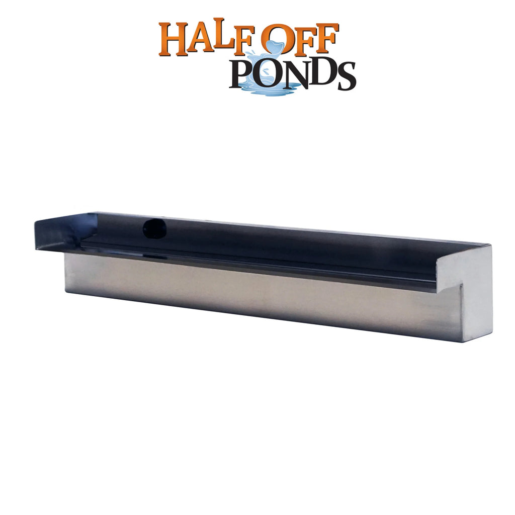 Half Off Ponds Steel Elegance Stainless Steel Spillway, 24 in., 304 SS, 1.5 in. Back Inlet, for Wet Walls & Formal Falls