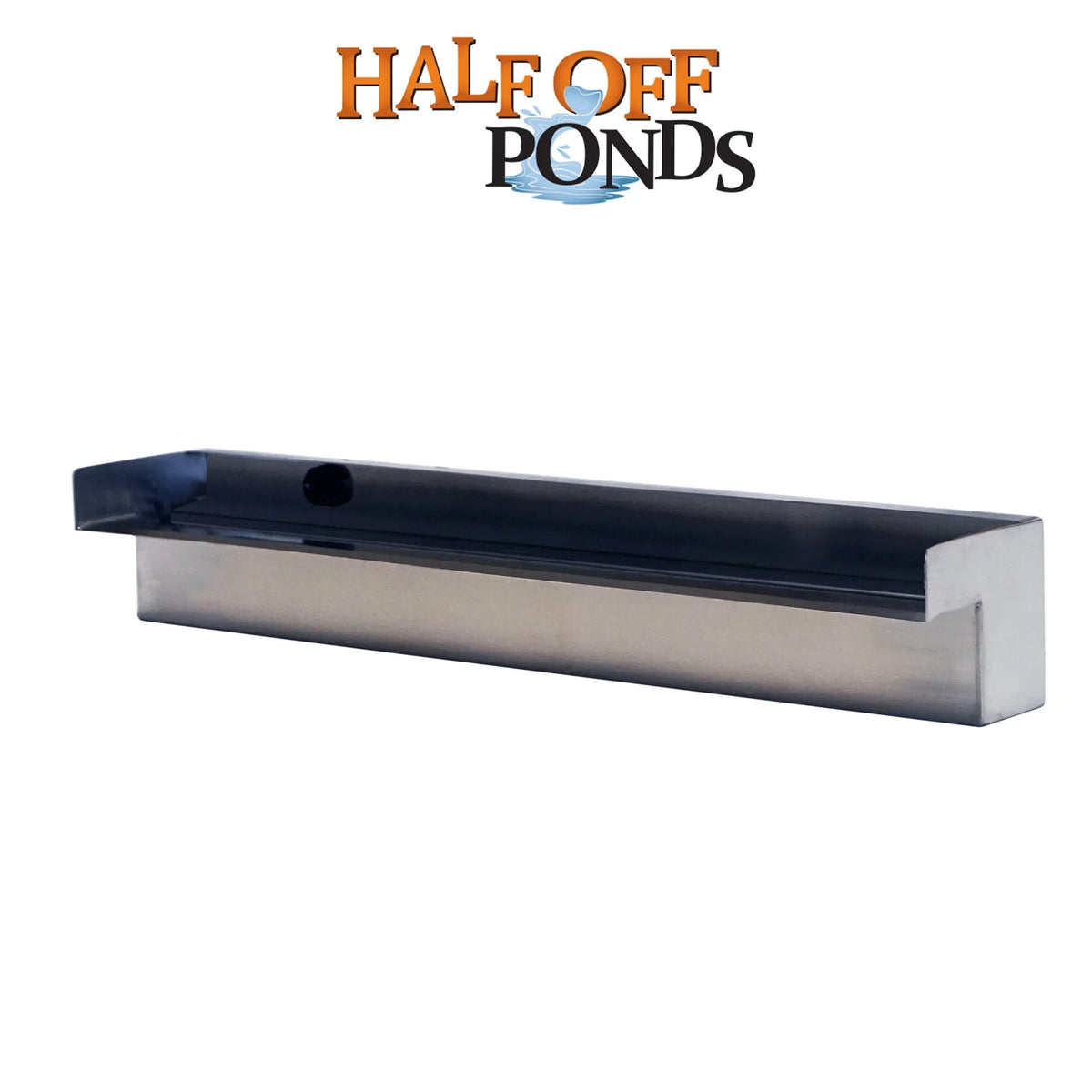 Half Off Ponds Steel Elegance Stainless Steel Spillway, 24 in., 304 SS, 1.5 in. Back Inlet, for Wet Walls & Formal Falls