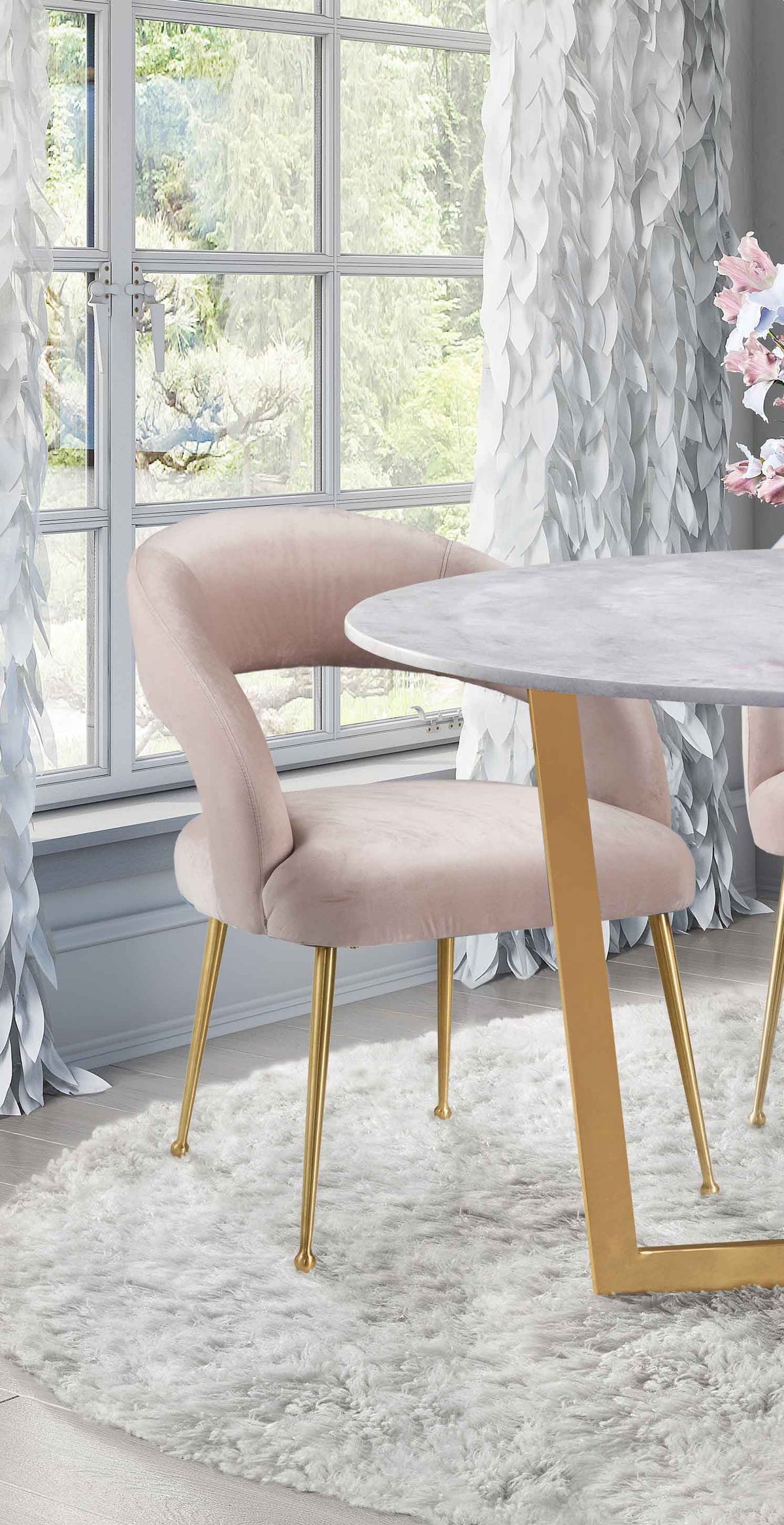 Rocco Open Back Blush Velvet Dining Chair by TOV Furniture