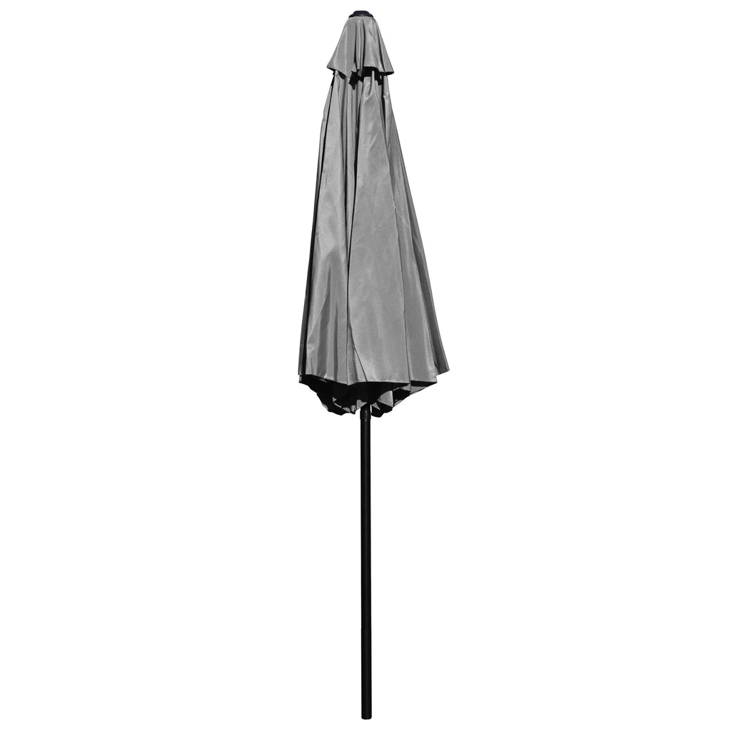 Merrick Lane Patio Umbrella with Base - 9' Tan Polyester Patio Umbrella - 30+ UV Protection - Waterproof Black Cement Base with 1.5" Diameter Aluminum Pole