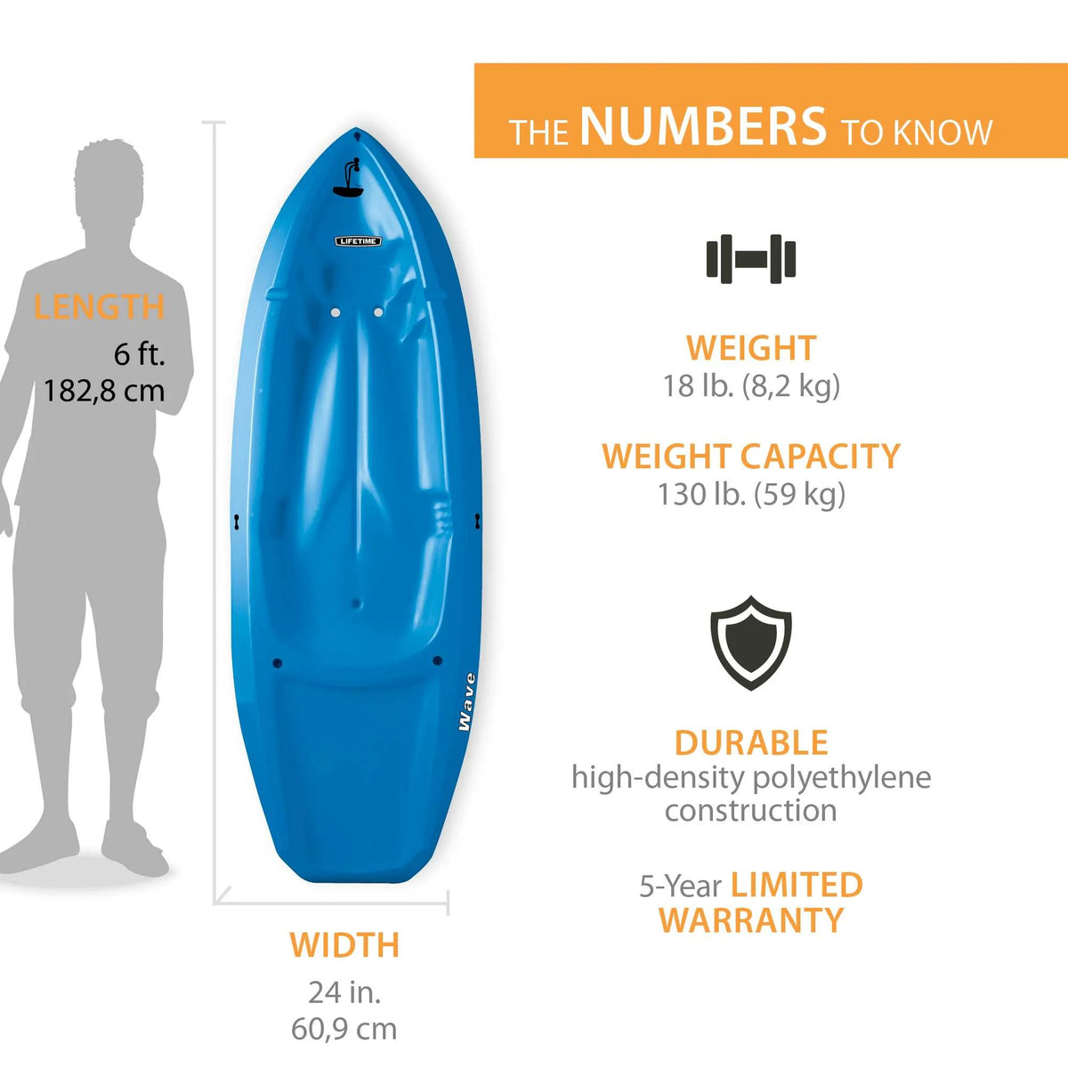 Lifetime Wave 6 ft Youth Kayak, Fire Red (91401)