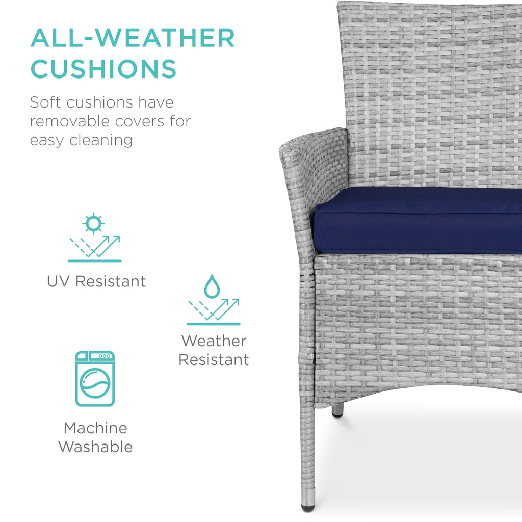 Best Choice Products 5-Piece Indoor Outdoor Wicker Patio Dining Table Furniture Set w/ Umbrella Cutout, 4 Chairs - Gray