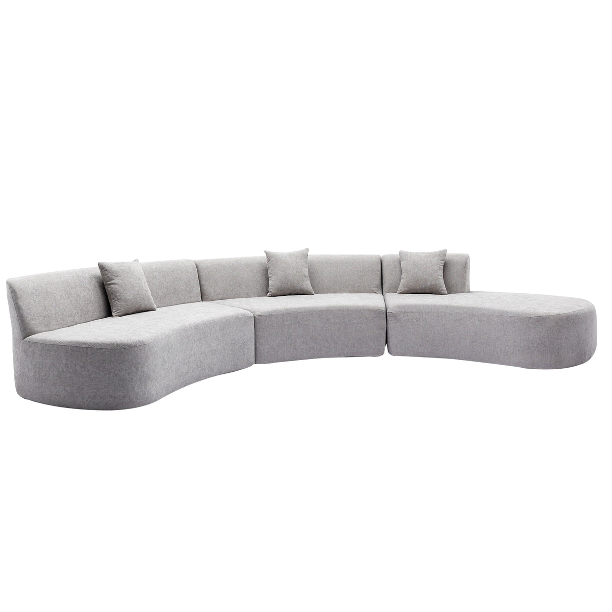Harper & Bright Designs Modern Curved Floor Sofa Set, Modular Sectional Sponge Couch for Living Room, 2 PC Free Combination No Assembly Foam-Filled Sofa, Beige