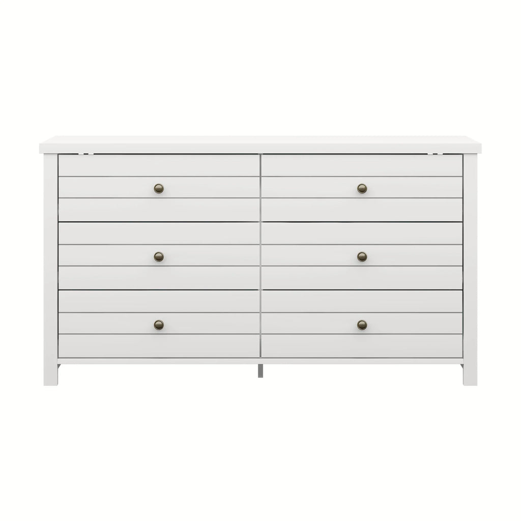Living Essentials by Hillsdale Harmony Wood 6 Drawer Dresser, Matte White