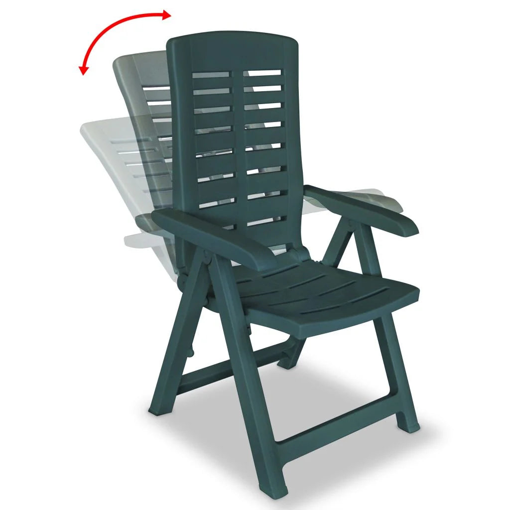 vidaXL Reclining Patio Chairs Outdoor Stack Dining Chair with Armrest Plastic
