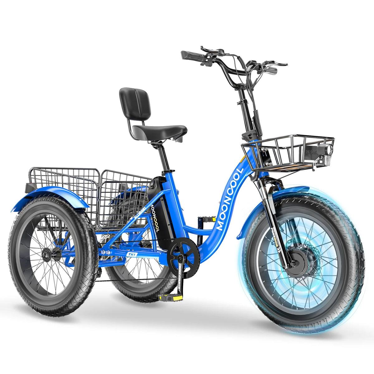 20" x 4" Fat Tire Electric Tricycle for Adult, 7 Speeds Electric Trike 48V 500W Motorized Tricycle , Electric Three Wheels Bicycle for Senior, Aluminum Frame & Rear Basket ,16mph