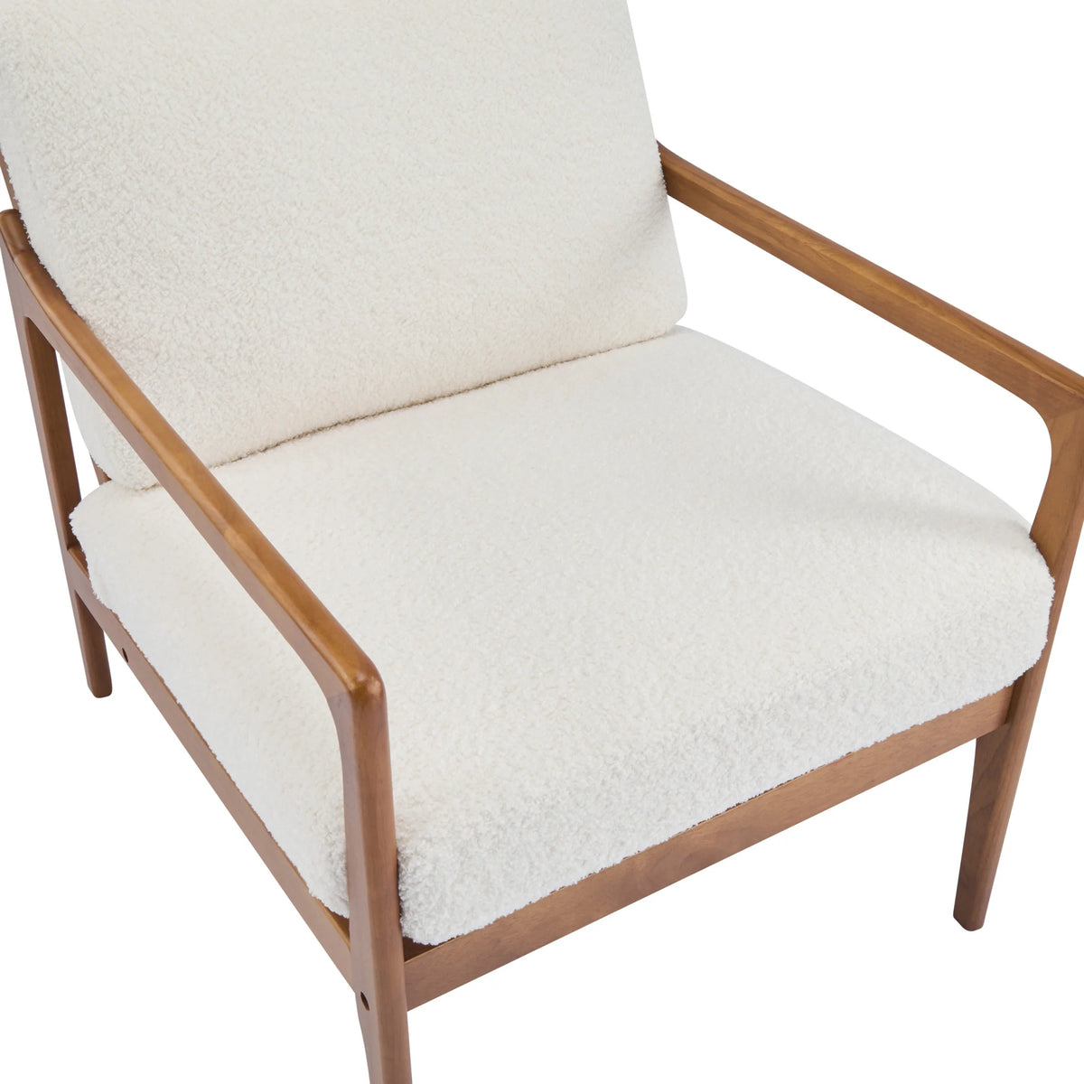 Christopher Knight Home Mid-Century Modern Accent Chair, Solid Wood Frame with High Back, Beige Cushions