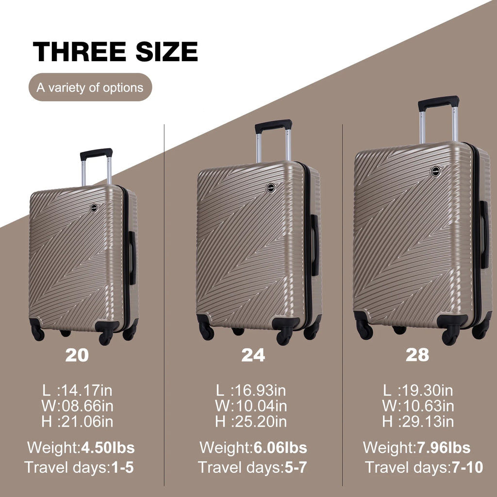 Tripcomp Luggage 3 Piece Set,Suitcase with Spinner Wheels Hardside Lightweight Luggage 20in24in28in.(Blue)