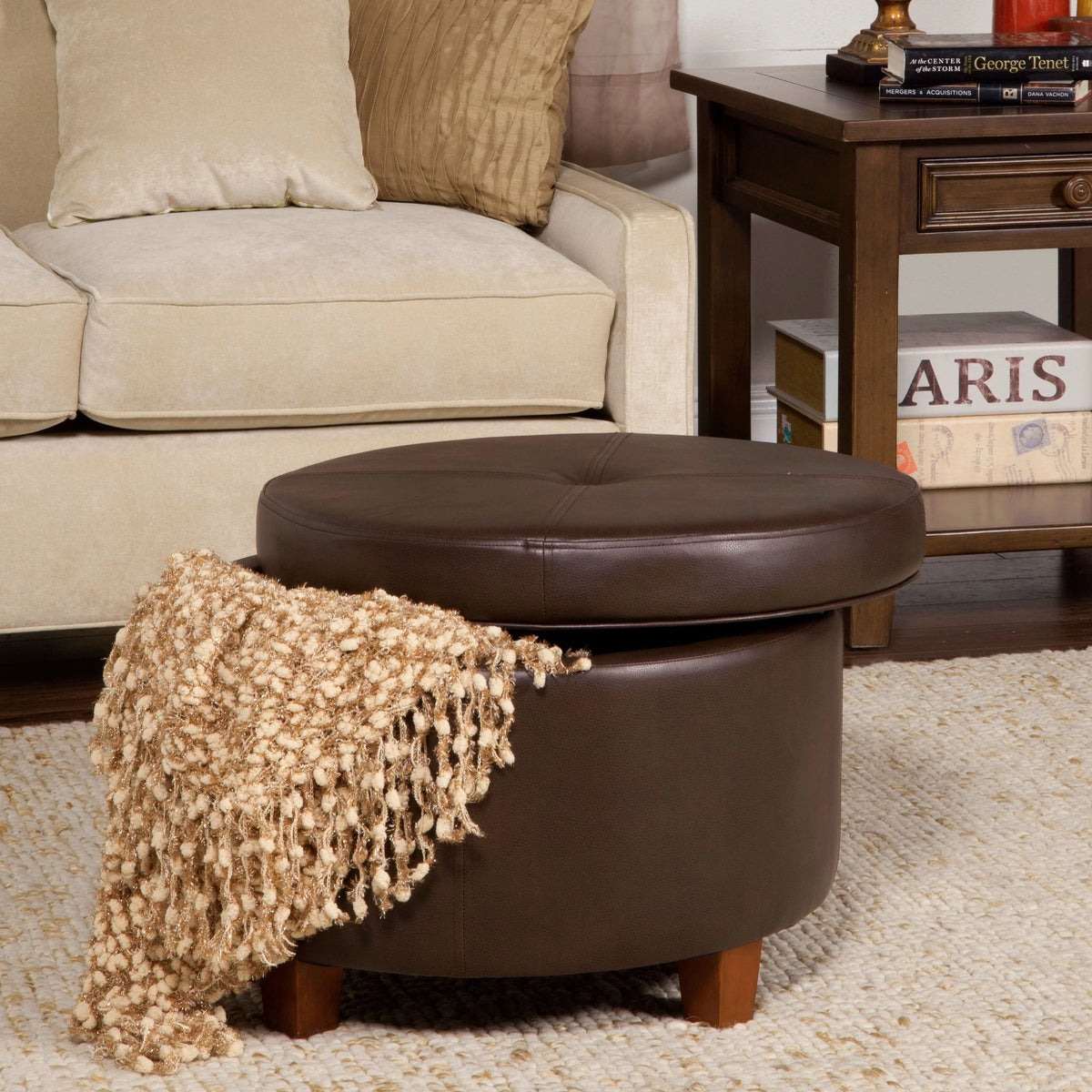 HomePop Large Leatherette Storage Ottoman, Multiple Colors