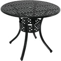 Sunnydaze Decorative Lattice 33" Round Cast Aluminum Outdoor Dining Table with Umbrella Hole