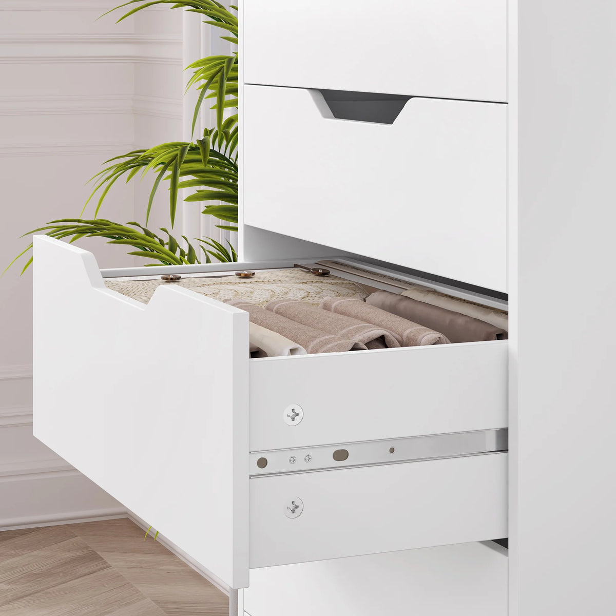Homfa Vertical 8 Drawer Dresser, 44.5����H Modern Drawers Dresser for Bedroom Living Room, White