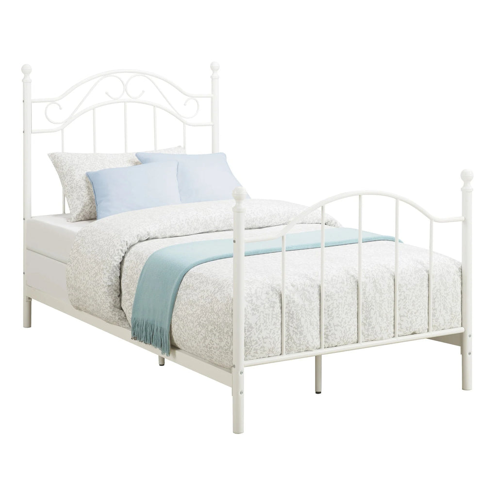 Mainstays Traditional Metal Bed Frame with Headboard and Footboard, Twin, White