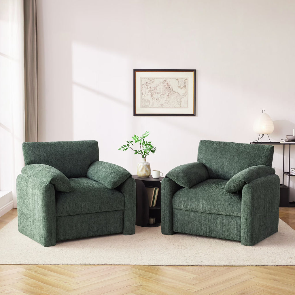 Chenille Oversized Armchair, 38.6" Wide Accent Chairs for Living Room & Bedroom Modern Lounge Chair, Upholstered Mid-Century Reading Chair, Comfy Living Room Chair, Single Sofa Chair, Beige