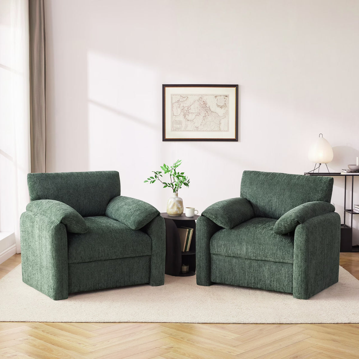 Chenille Oversized Armchair, 38.6" Wide Accent Chairs for Living Room & Bedroom Modern Lounge Chair, Upholstered Mid-Century Reading Chair, Comfy Living Room Chair, Single Sofa Chair, Beige