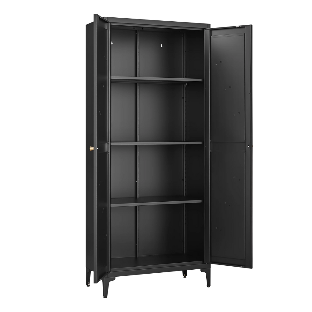Aukfa 71" Freestanding Kitchen Pantry Storage Cabinet with 4 Adjustable Shelves, Metal Food Pantry Cupboard for Kitchen/Garage/Office, White