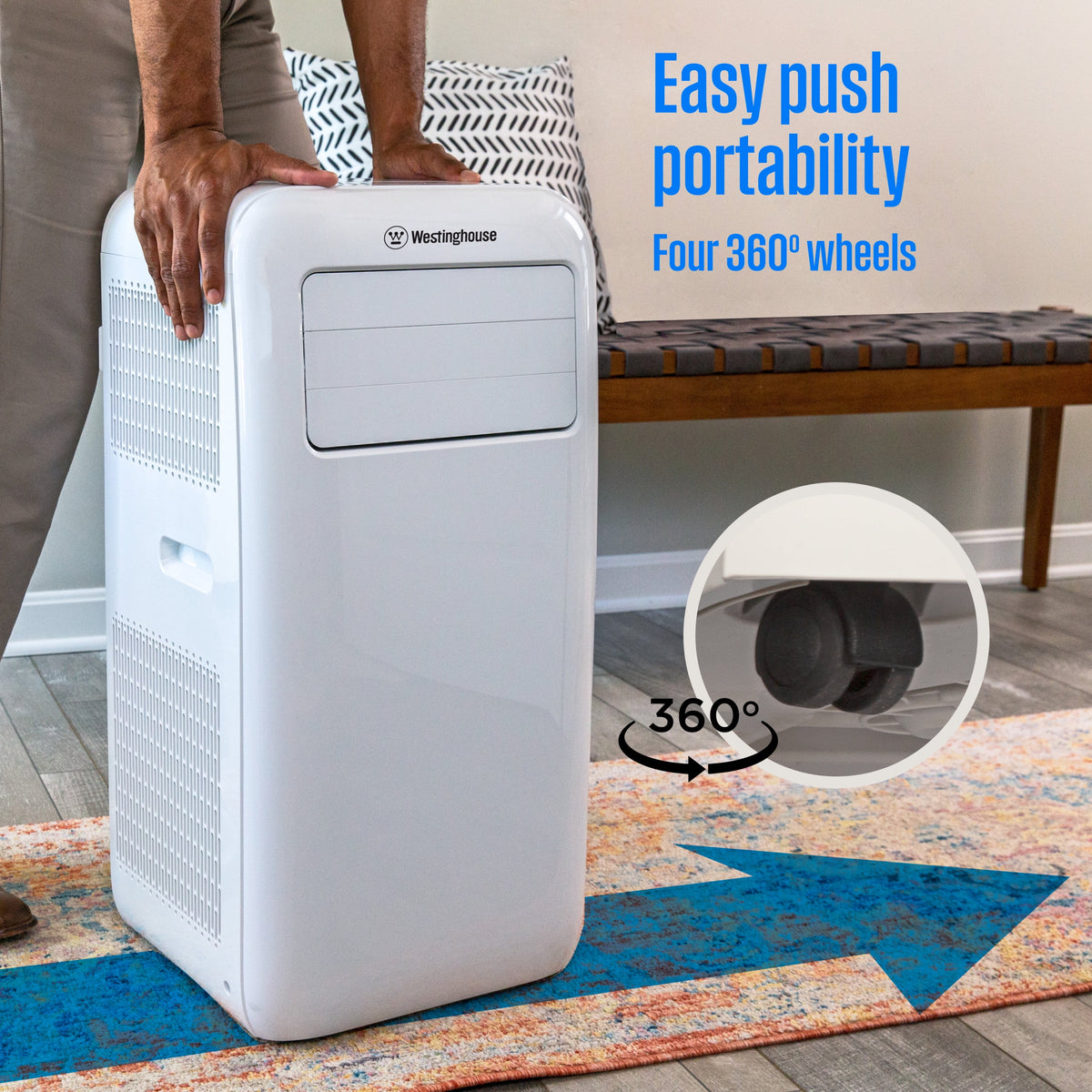 Westinghouse 12,000 BTU Portable Air Conditioner & Dehumidifier with Remote & Smart App, up to 550 Sq Ft