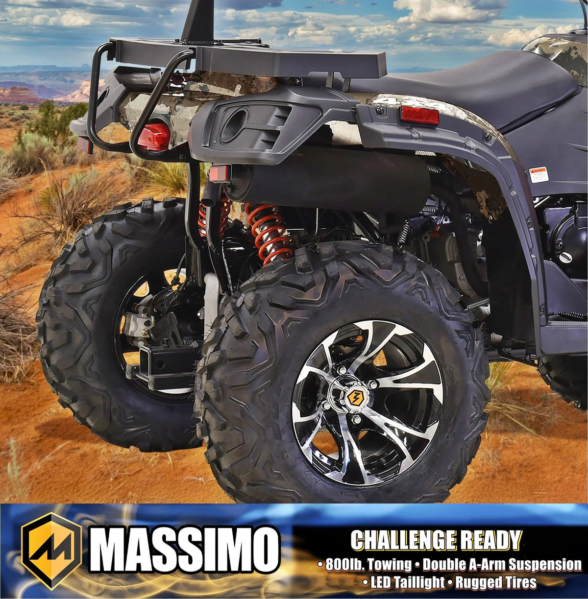 Massimo MSA450F Adult ATV Quad 352cc 25 HP 4 Stroke 4-Wheeler - Sand
