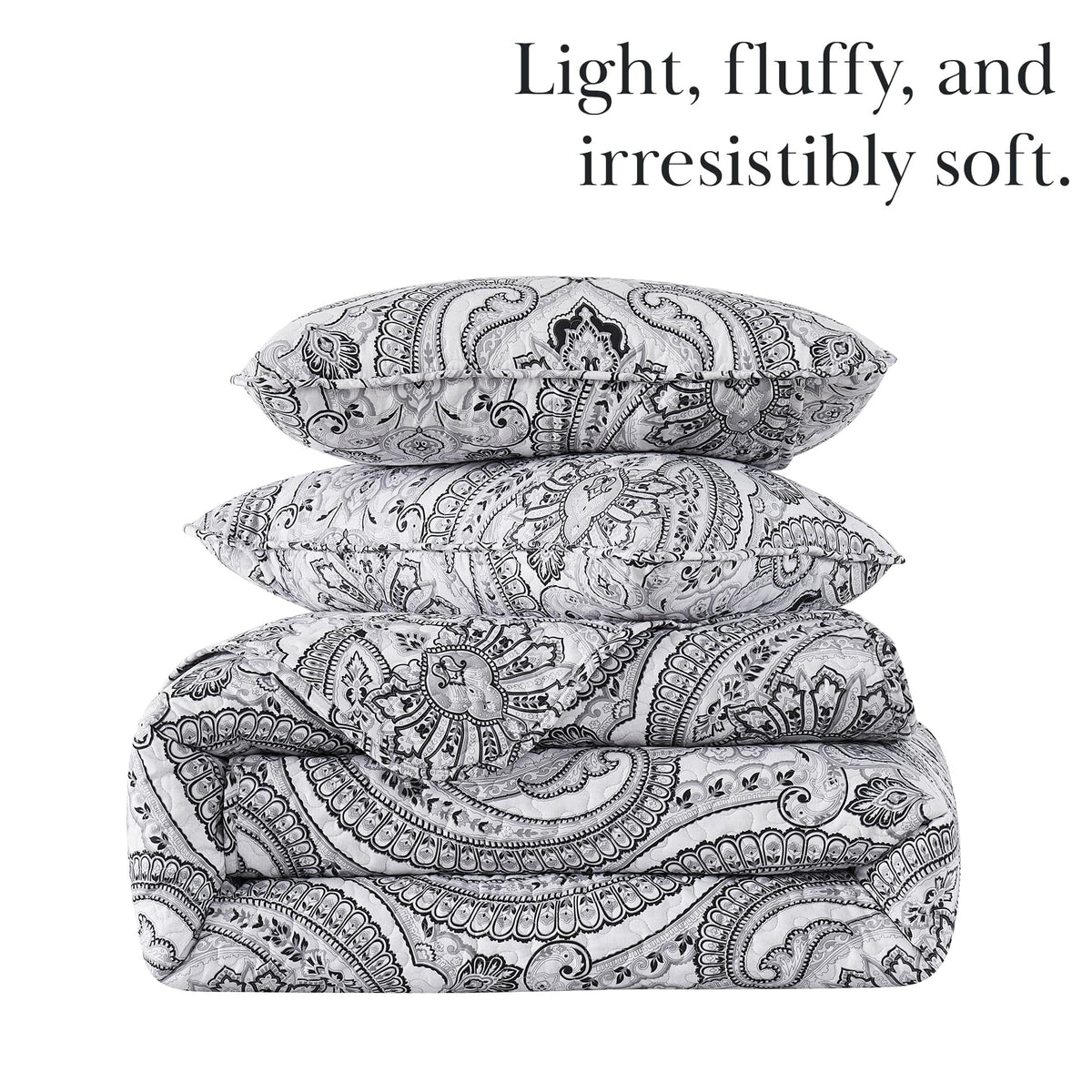 Southshore Fine LinensOversized 5-Piece Twin / Twin XL Quilt Bedding Set with two matching shams and three decorative throw pillows, oversized Paisley farmhouse bedspread Pure Melody Aqua