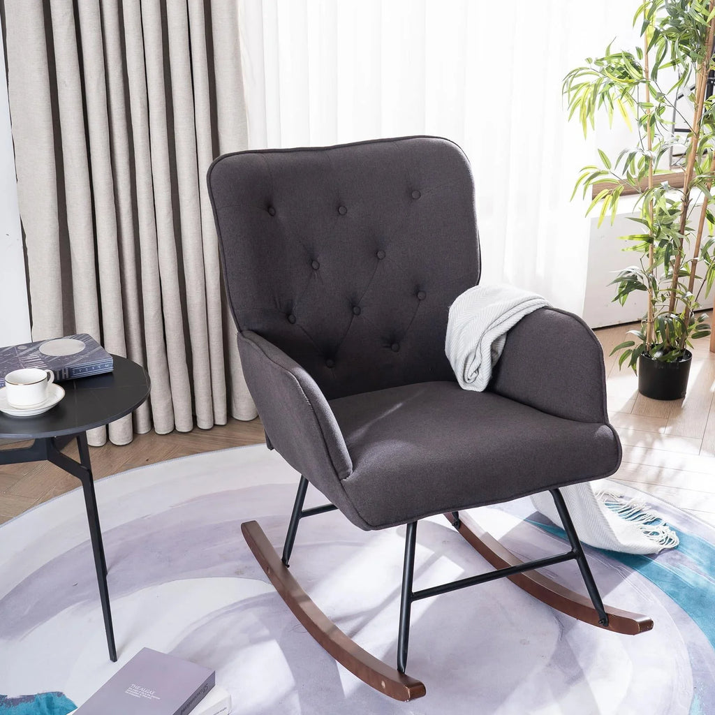 UBesGoo Rocking Accent Chair, Soft Padded Armchair Chair,  Comfy Side Chair with Sturdy Wooden Metal Legs for Living Room Bedroom Gray